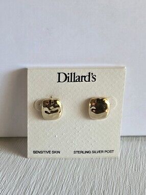 Dillards Tailored Sensitive Hammered Gold Stud Earrings